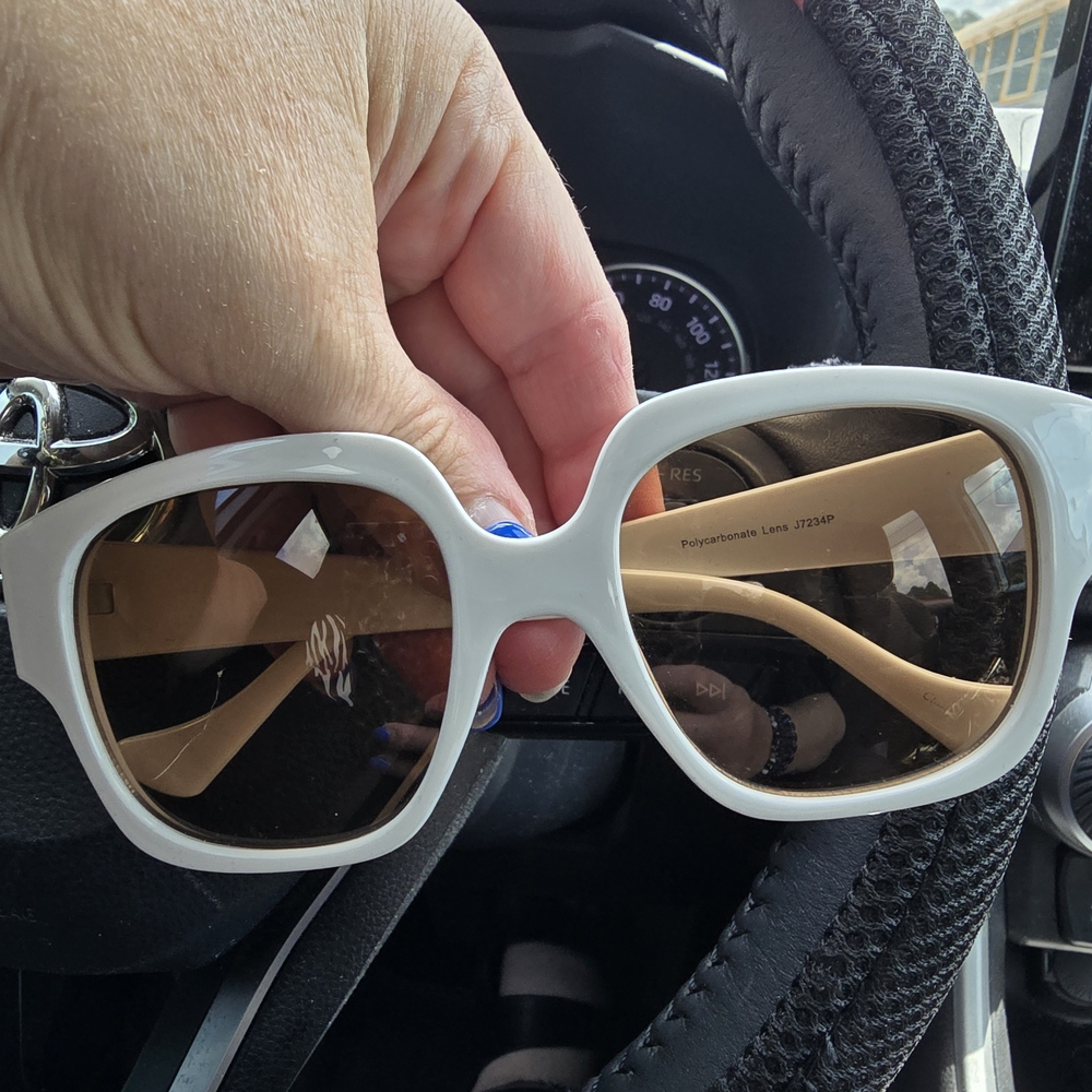 Stylish White Sunglasses with Brown Lenses